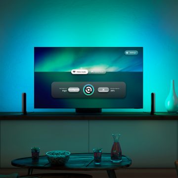 Écran de l'application Philips Hue Sync TV sur le téléviseur du salon