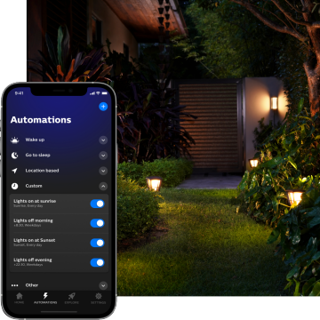 routines de l'application Hue Extérieur