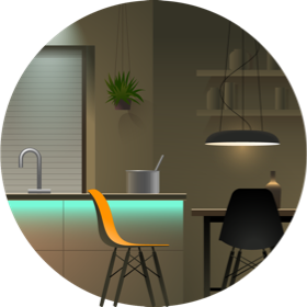 Cozinha e sala de jantar