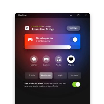 Hue Sync 桌面 App 螢幕